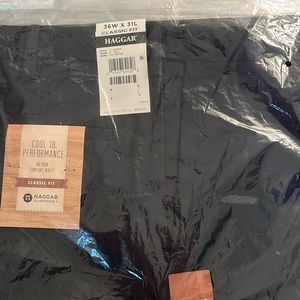 Haggar 4 pleated black and plain front Navy